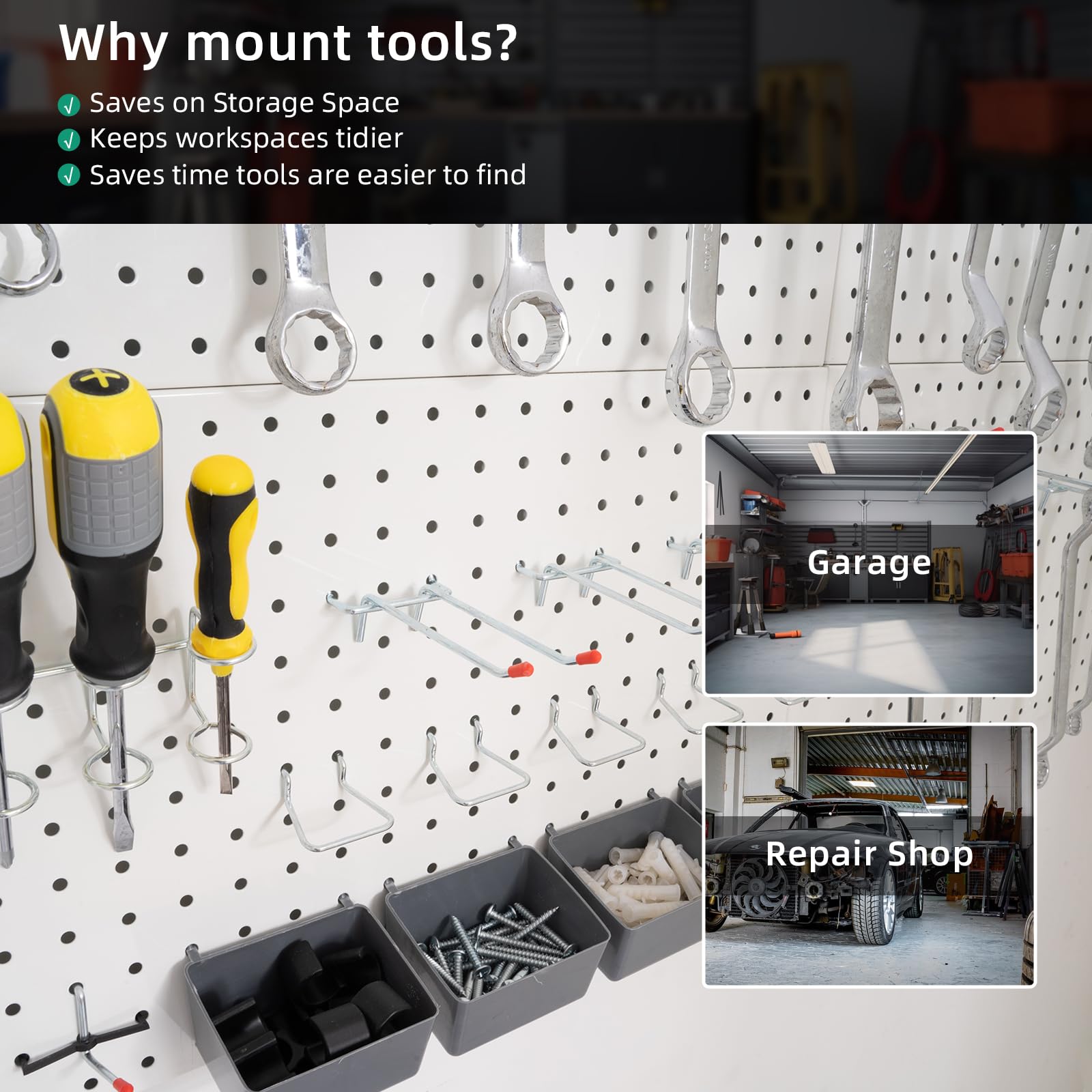 Peg Boards for Walls Metal Pegboard Panels Garage Wall Organizer, 3 Pcs 24?ǥ x 12?ǥ Garage Metal White Peg Board Tool Organization, Steel Pegboard Tool Board Garage Wall Mount Pegboard Wall Organizer?Ǫ