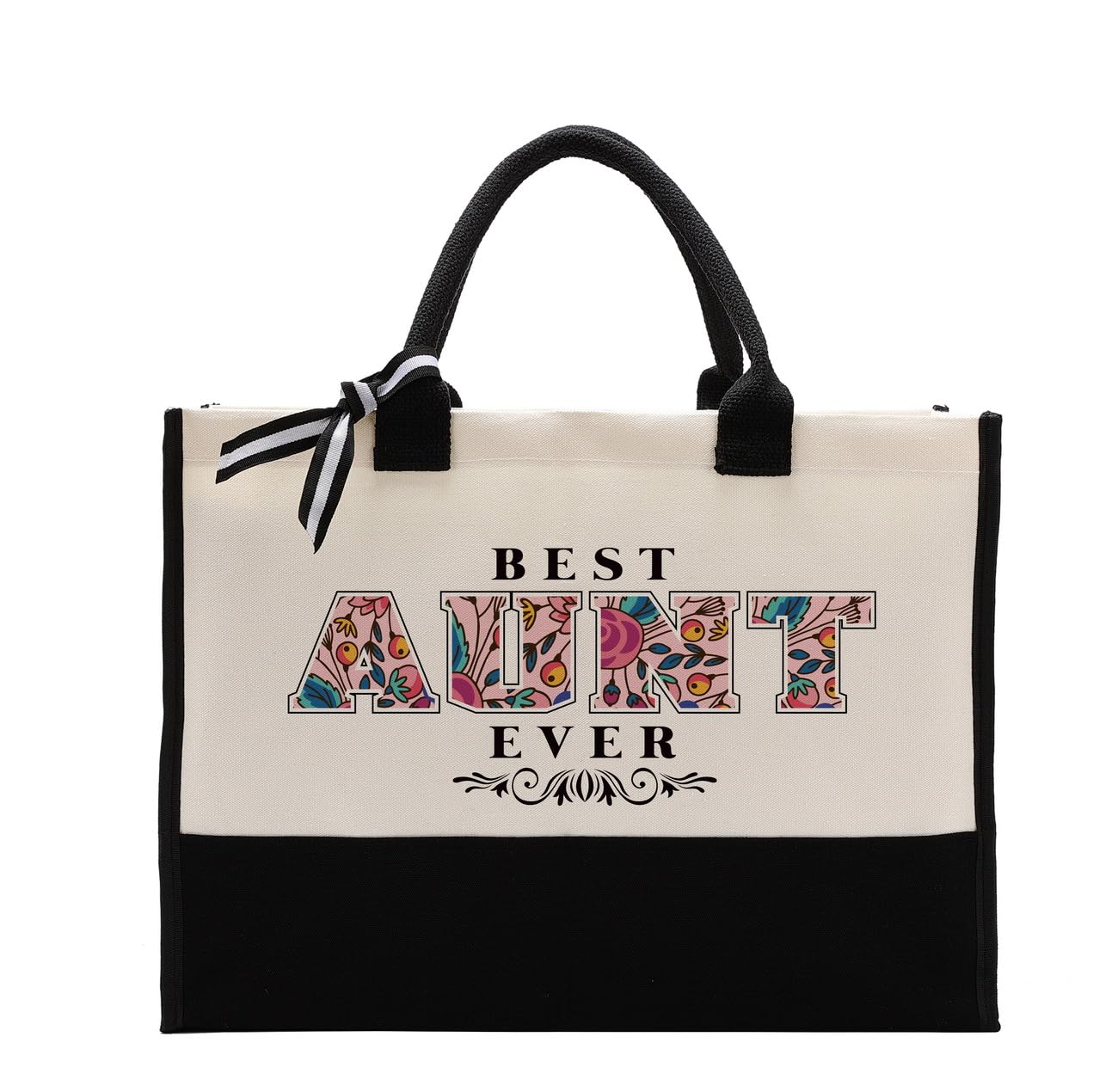 Cotton Canvas Tote Bag for Women, Canvas Tote Bag for Gifting, Totes Bags Gift for Aunt, Best Aunt Ever Gifts Travel Bags