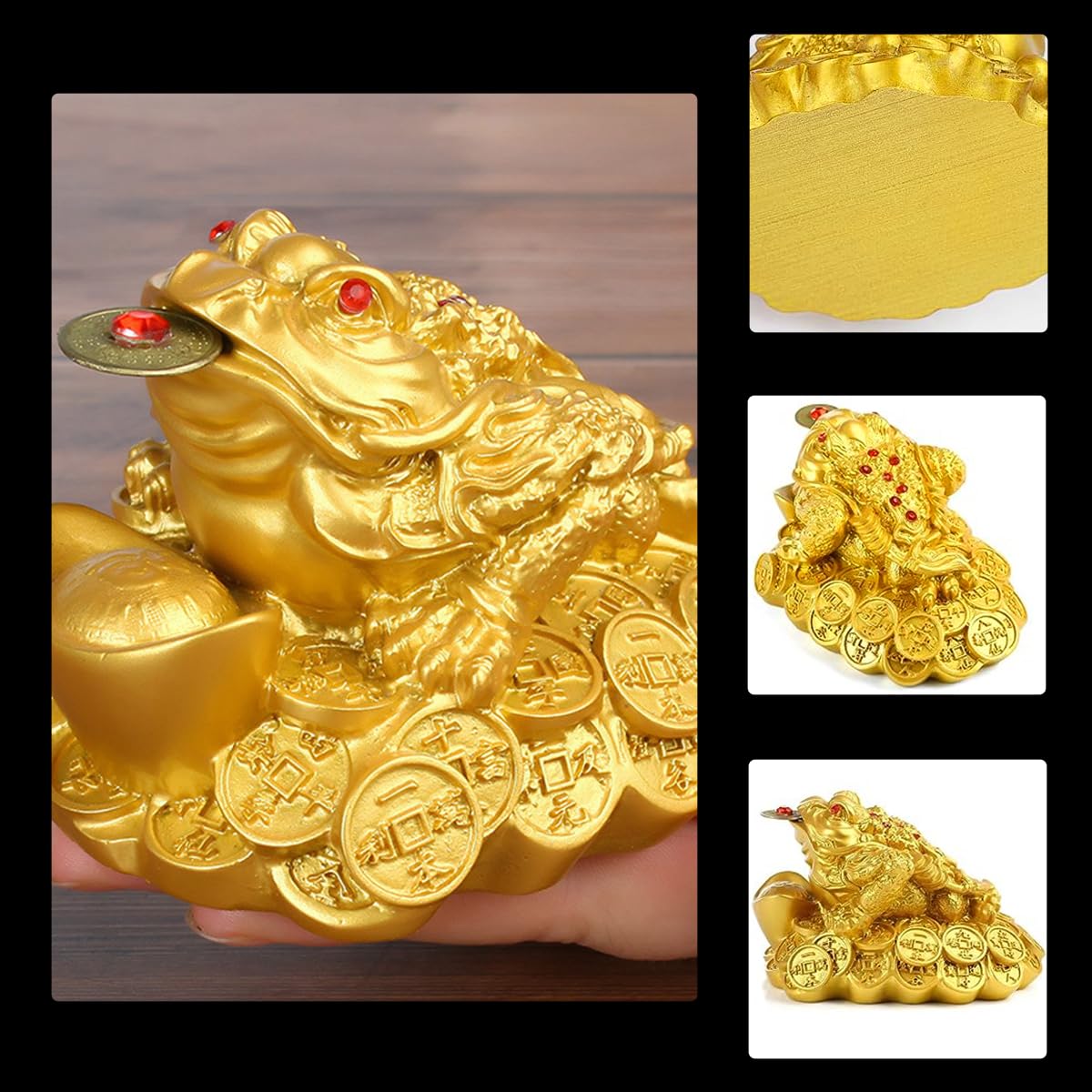 Amazon.co.jp: 金蟾 財を集めるカエル 摆件 三脚 銭蛙 カエル 置物 金