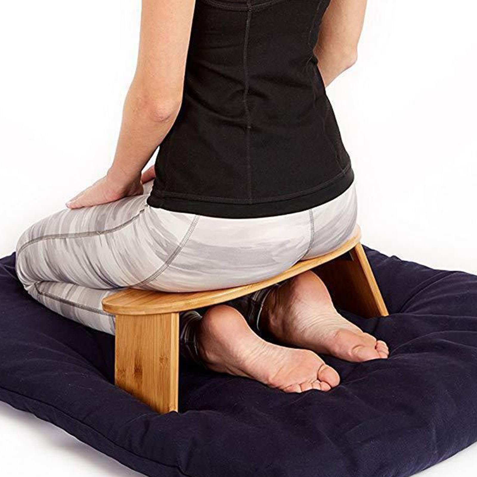 harayaa Meditationsbank aus Holz, zusammenklappbar für längeres Üben, tragbarer ergonomischer Kniehocker zum Beten, Yoga-Bank für Buddhisten