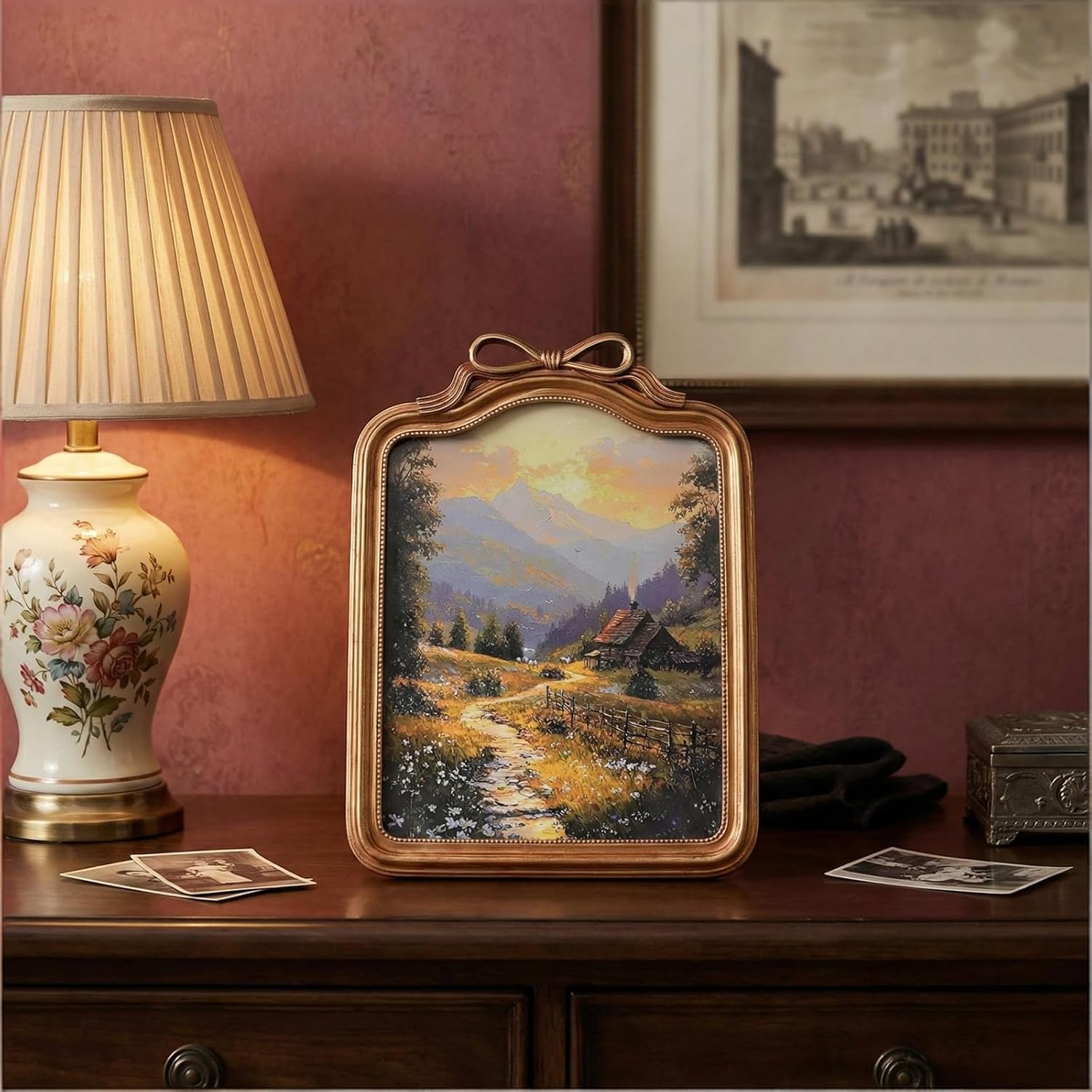 Vintage Picture Frame 8x10-8x10 Picture Frame, Elegant Antique Frames 8 X 10 With Glass Front, Fancy Ornate Frame 8x 10 For Photo Display Tabletop And Wall Mounting (Bronze, 8X10)