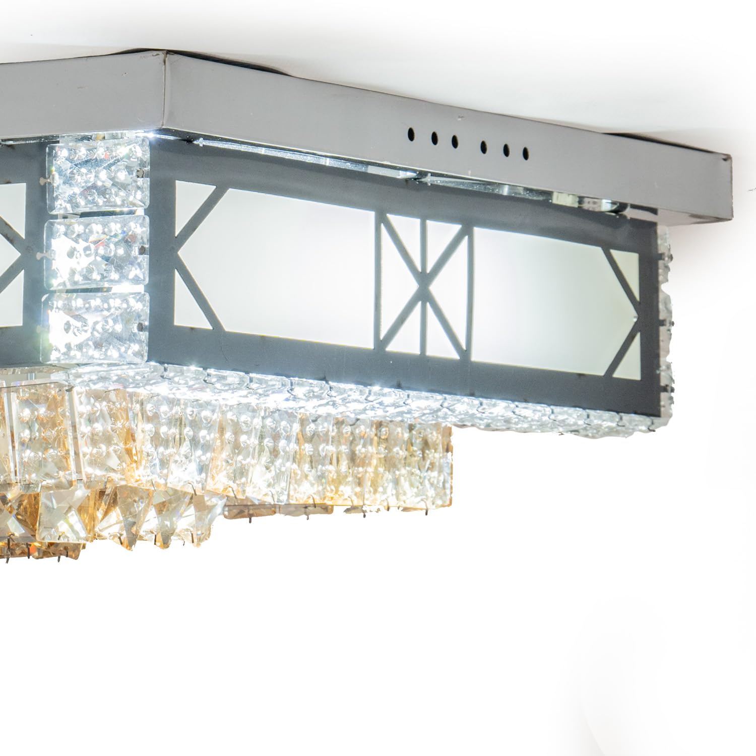 Plafón de Techo 120W CCT, luz regulable, diseño cuadrado, para iluminación de interiores en hogares y oficinas.