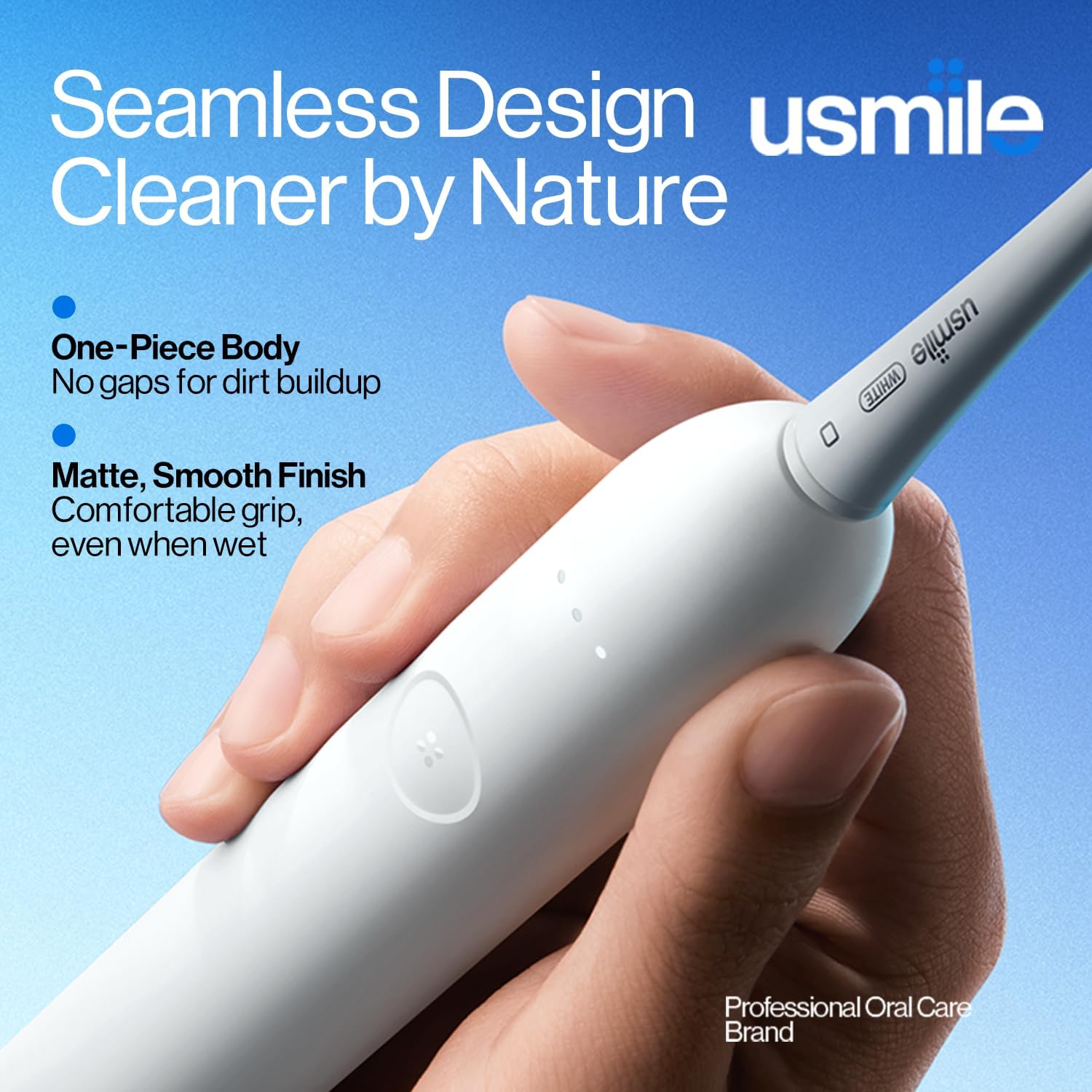 usmile P10S Sonic Electric Toothbrush – 3 Modes Deep Clean & Whitening, 180-Day Battery Life, Cushioned Gum-Care Brush Head for Sensitive Teeth, Smart Timer, 2 Brush Heads (White)
