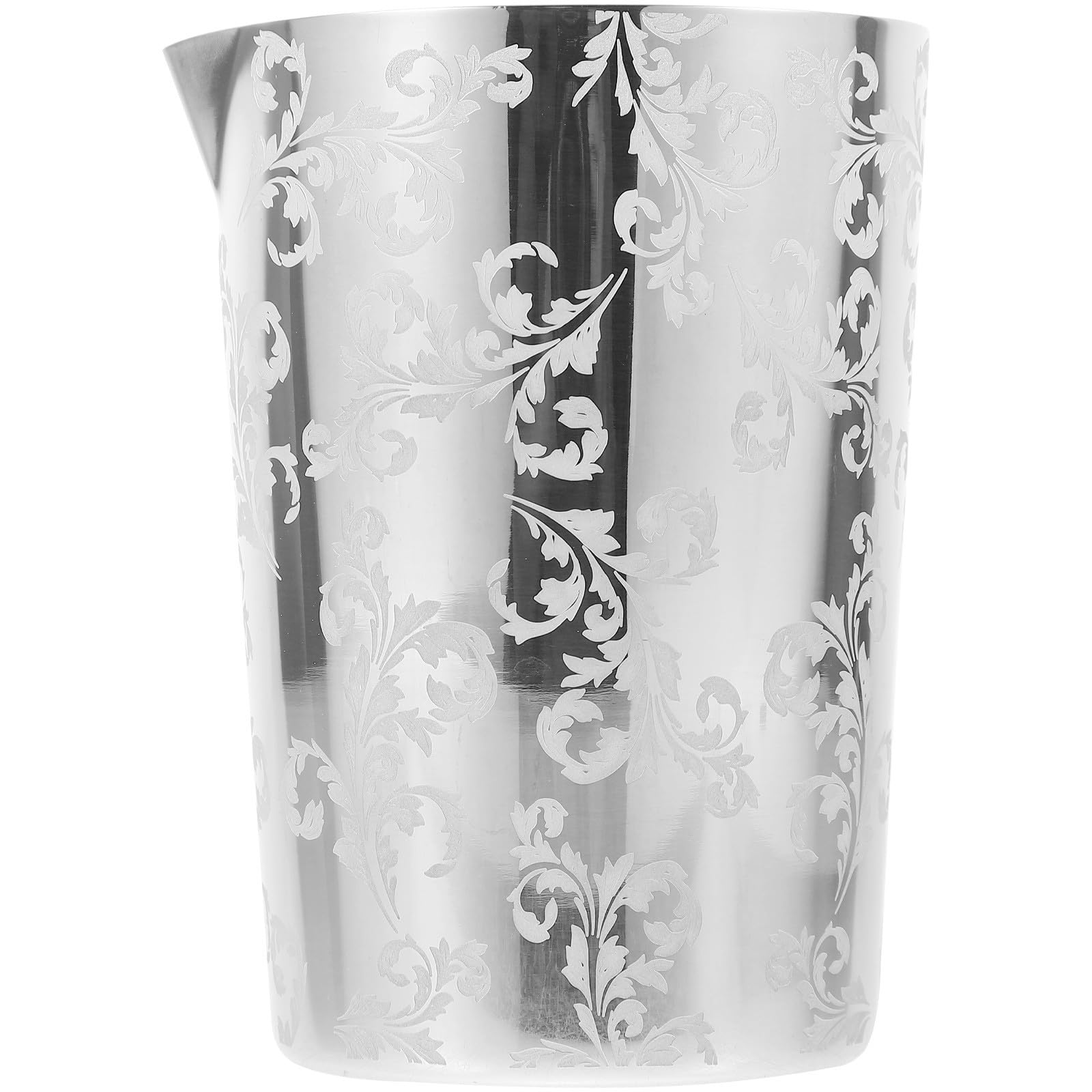 Vaso mezclador tallado de acero inoxidable con acabado resistente para barra