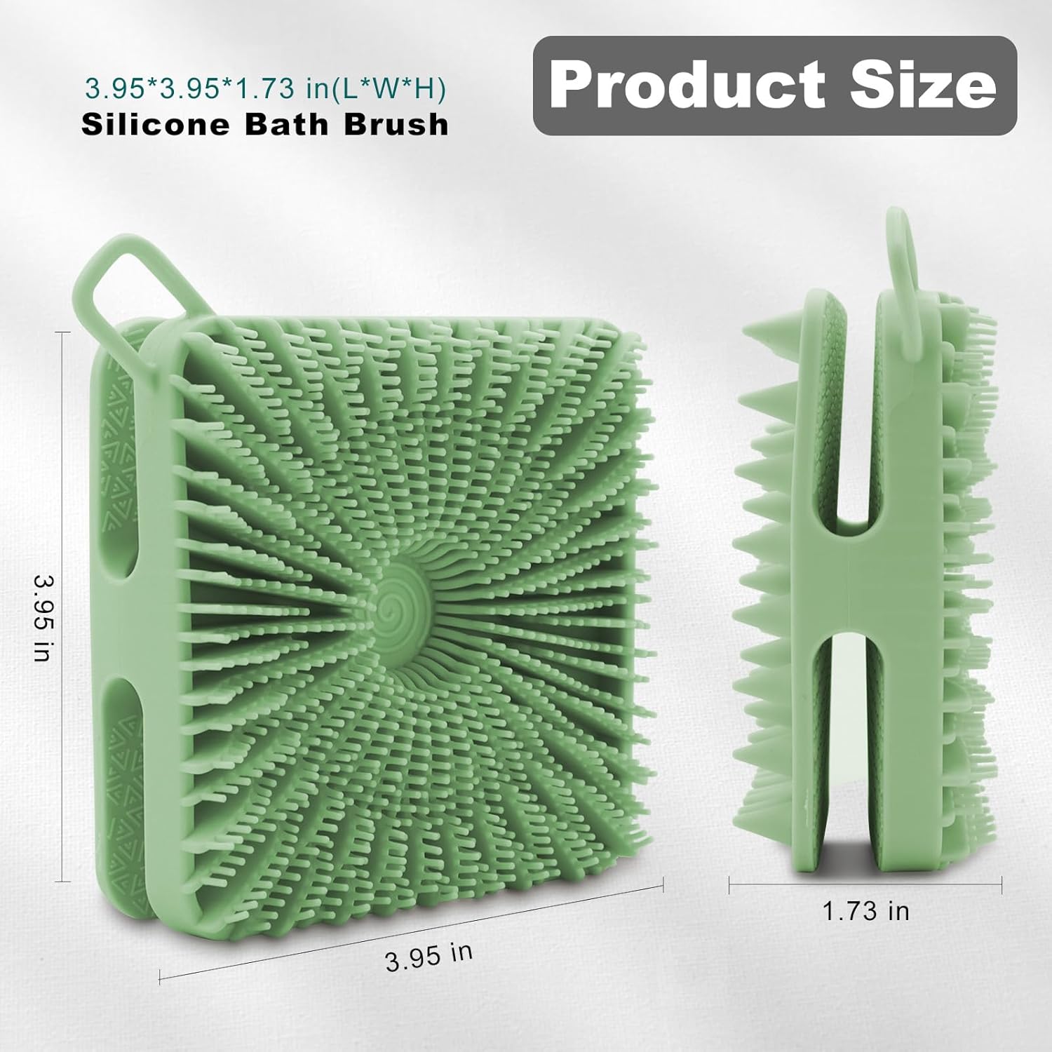 Silicone Body Scrubber, Loofah Double-Sided Body Brush, Shower Scrubber and Scalp Massager Shampoo Brush for Sensitive Kids Women Men All Kinds of Skin (Grass Green) - Image 6