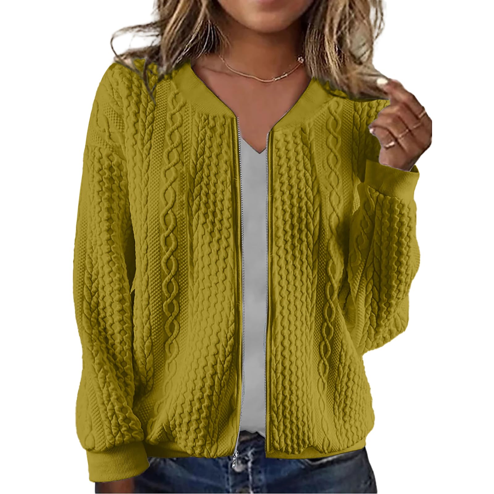 Zip Up Sweatshirts for Women Casual Outfits Cardigan Outerwear Trendy Winter Jackets Coat