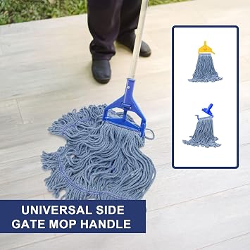 KeFanta 3 Pack Heavy Duty Commercial Mop Head Replacement, Blue | Wet Industrial Cotton Looped End String Mops Refill for Floor Cleaning