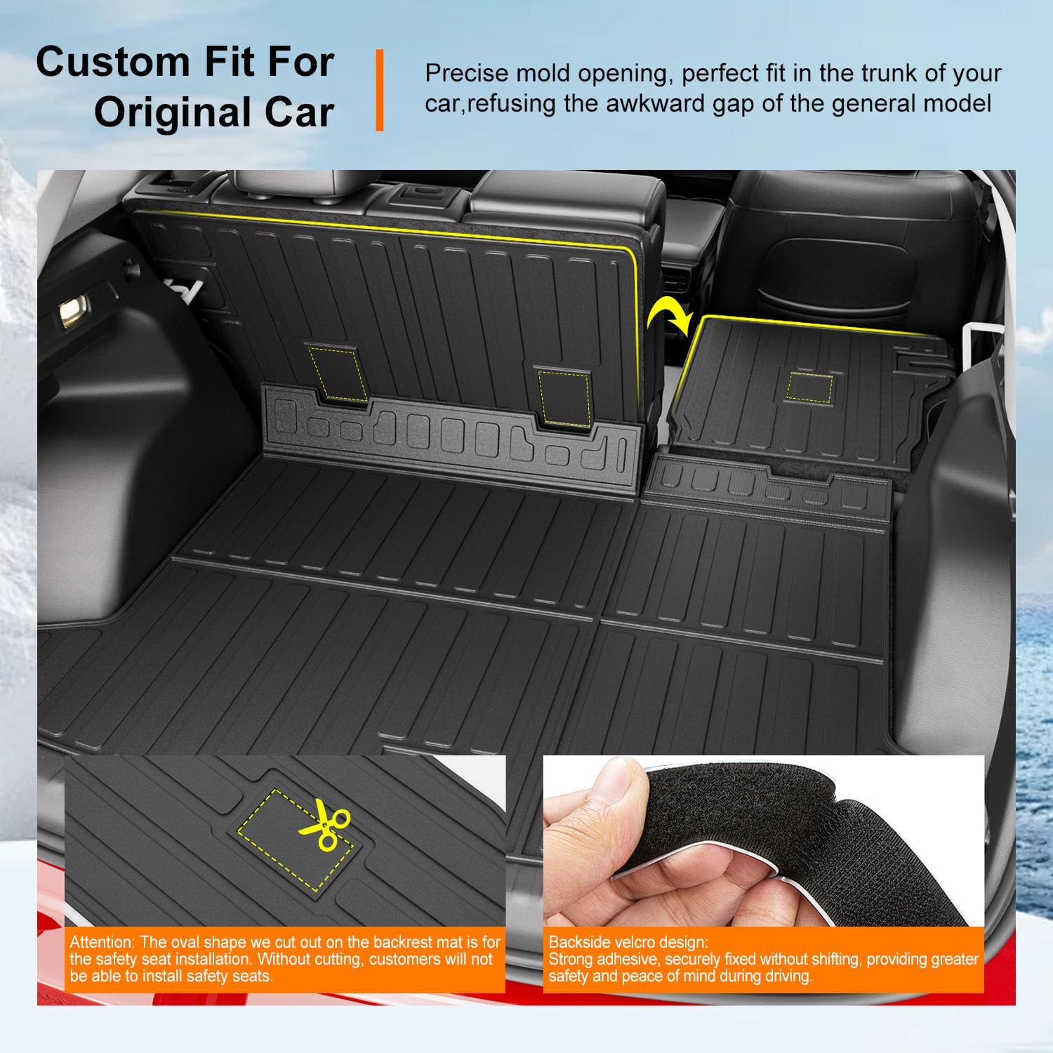 powoq Floor Mat Compatible with 2024-2026 Honda Prologue Cargo Mat Chevy Blazer EV Floor Liner Back Seat Protector TPE Trunk Cargo Liner Replacement for 2024 2025 2026 Honda Prologue Accessories