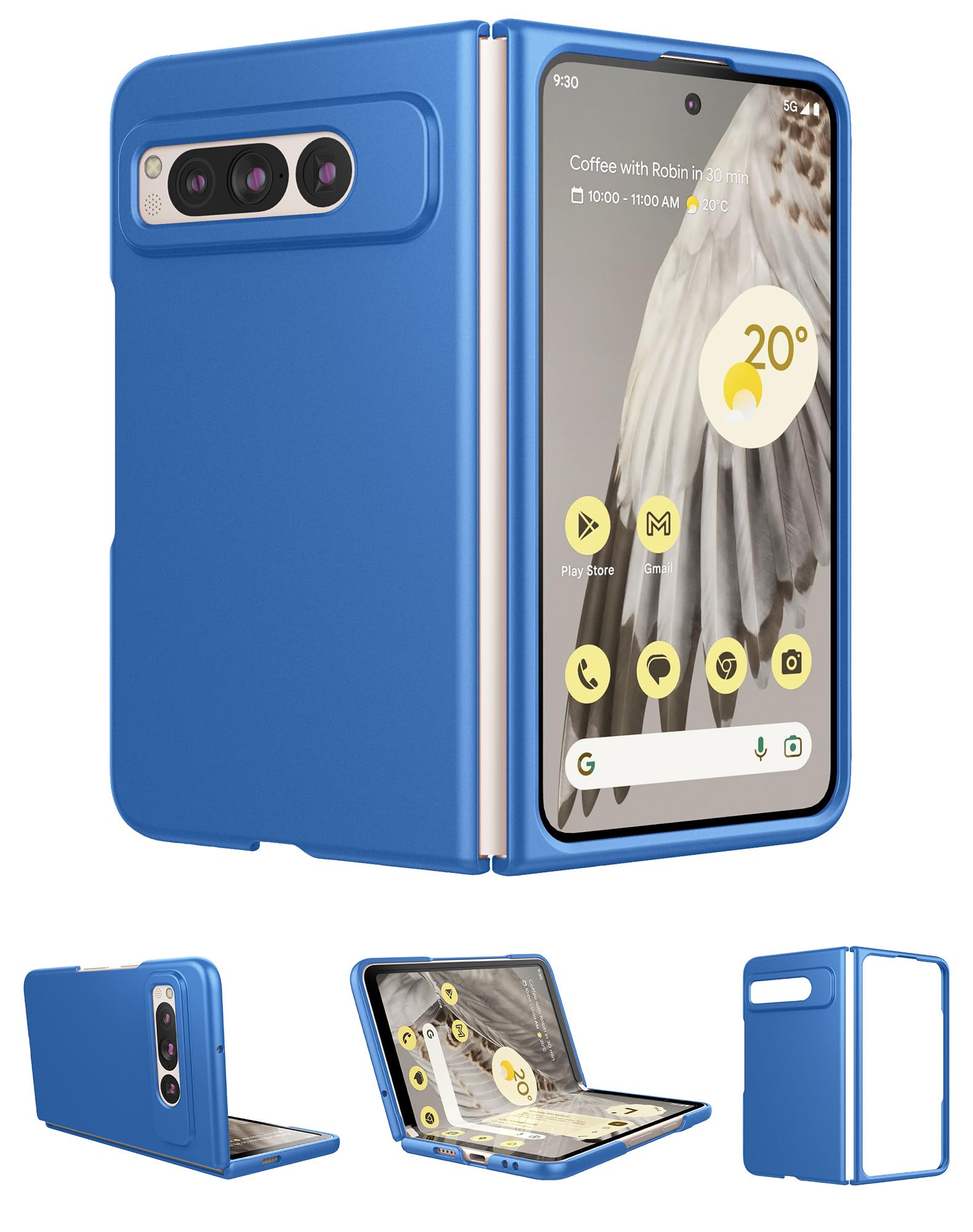 Coque Google Pixel Fold 2023 rigide bleu mat mince protection - 8