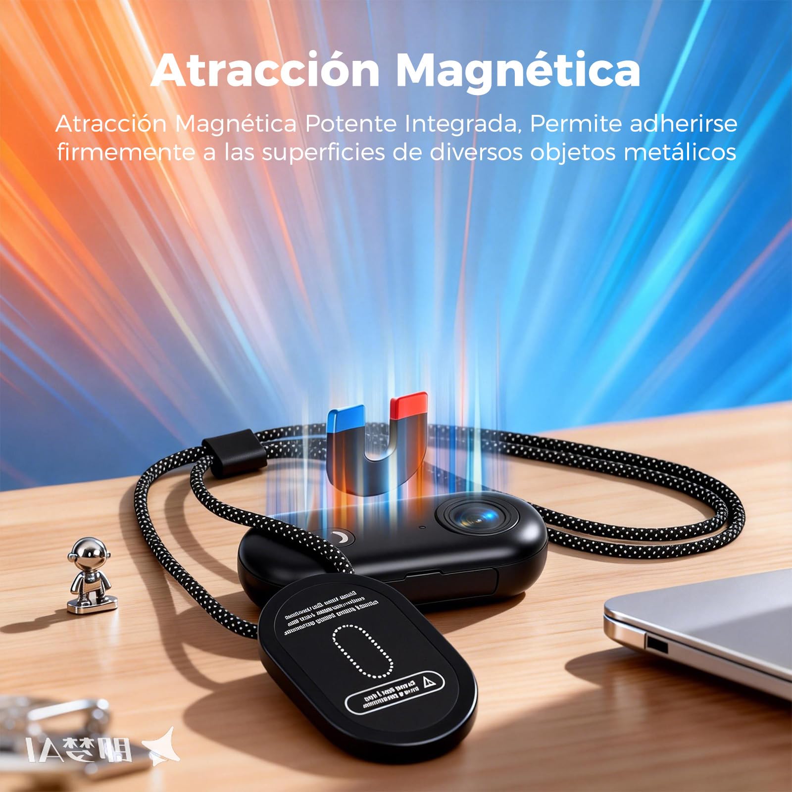 Zeerkeer - Mini Cámara de Acción con Lente Gran Angular de 120°, 1080p, Cámara Deportiva con Cordón Magnético, Clip de 360°, para Casco, Bicicleta, Motocicleta, Deporte al Aire Libre