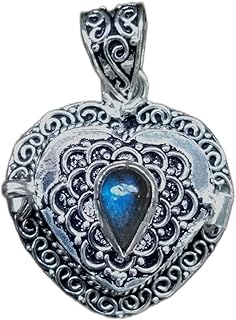 Heart Design Poison Box Pendant, Labradorite Box Pendant, Love Message Box Pendant, Love Box Special Pendant, Romantic Heart Pendant, Compartment Box Pendant, Secret Stash Jewelry, Attractive Pendant, Poison Box Pendant, Wish Box Pendant, Prayer Box Pendant, Memory Box Heart Vintage ~ Heart Locket Pendant, Victorian Heart Box Pendant