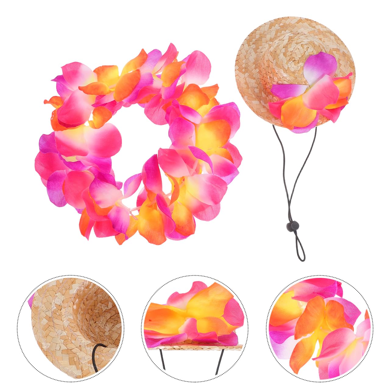 Cabilock Costume HawaïEn pour Chien avec Chapeau De Paille Et Guirlande Accessoires pour Animaux De Compagnie Tenue D'ÉTé Respirante avec Sangles Ajustables pour FêTes Photographie Et Vacances