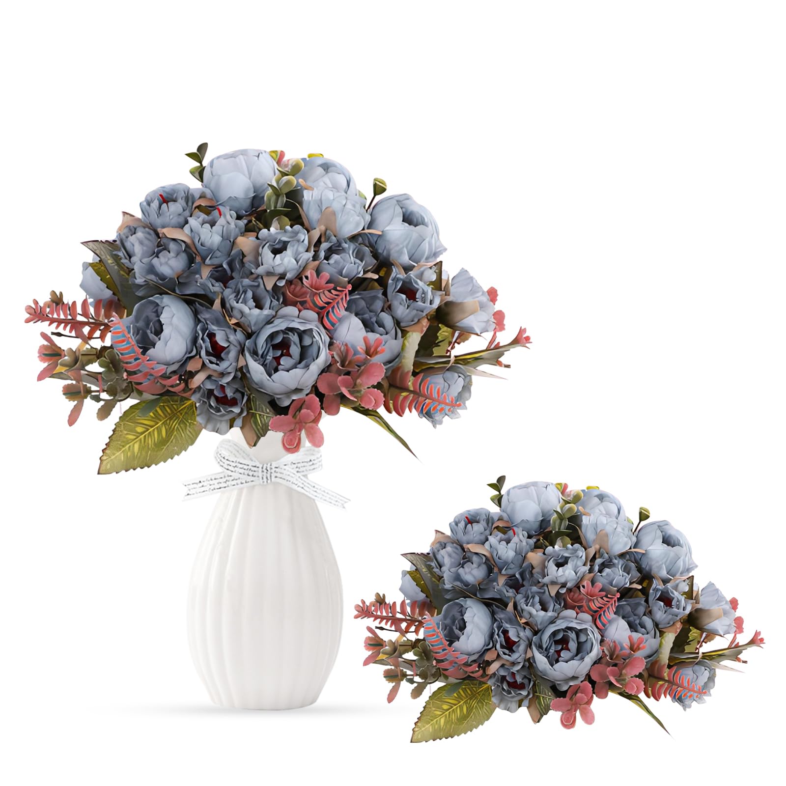 4PCS Artificial Flowers Crafts for Adults Indoor Outside Artificial Flowers Decor Hanging Planter Home Wedding Office Table Decoration Gifts for Women, Men, Her & Him,Botanical Collection (blue)