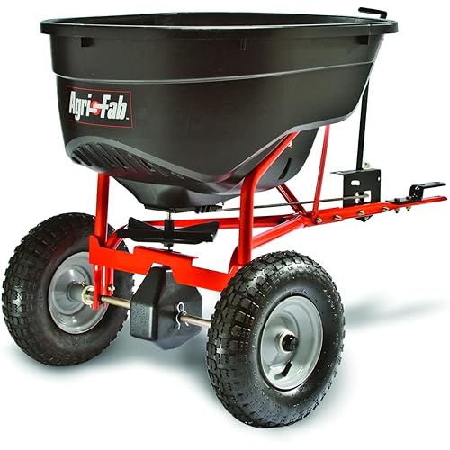 Agri-Fab 45-0463 Pull Behind Broadcast Spreader,130 lb. Hopper Capacity Designed for Seed, Fertilizer, Salt, Ice Melt with Universal Hitch,12 ft. Spread Width for Riding Lawn Mowers and Lawn Tractors