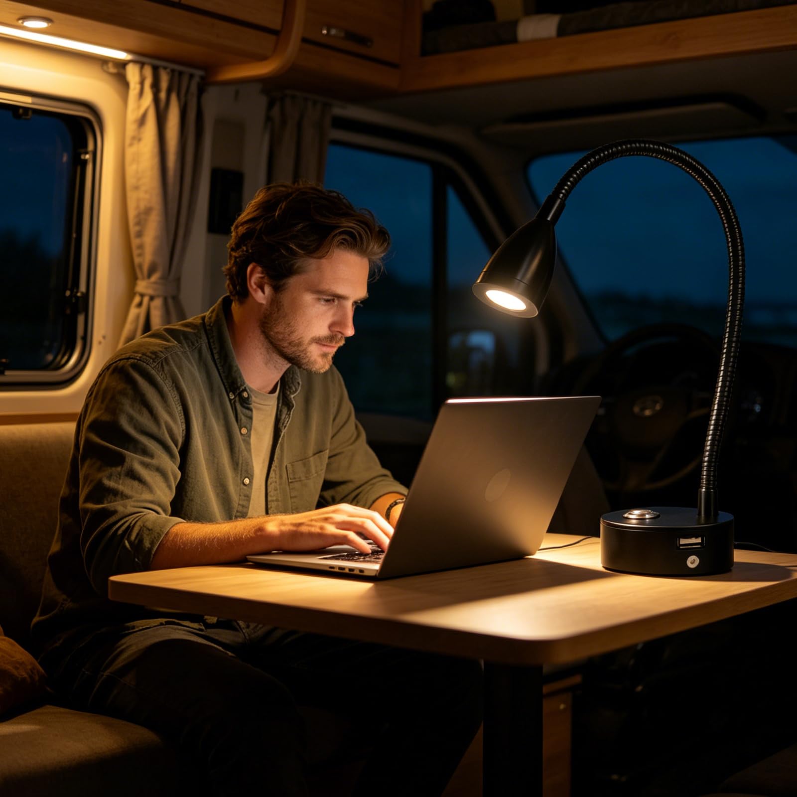 BYZESTY - Lámpara de lectura LED de 12 V, lámpara LED de 12 V, lámpara de lectura LED de 12 V, camping, lámpara de lectura de 12 V LED para autocaravanas y caravanas, 3 temperaturas, puerto USB