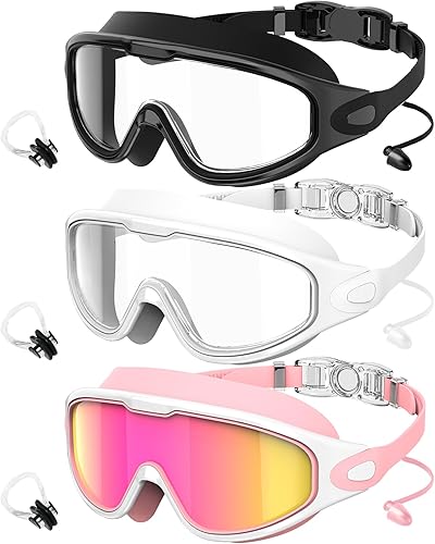 Vista 13 de Gafas de natación para adultos, para hombre y mujer, gafas para hombre: sin fugas, lentes inastillables con protección UV400 antivaho Negro