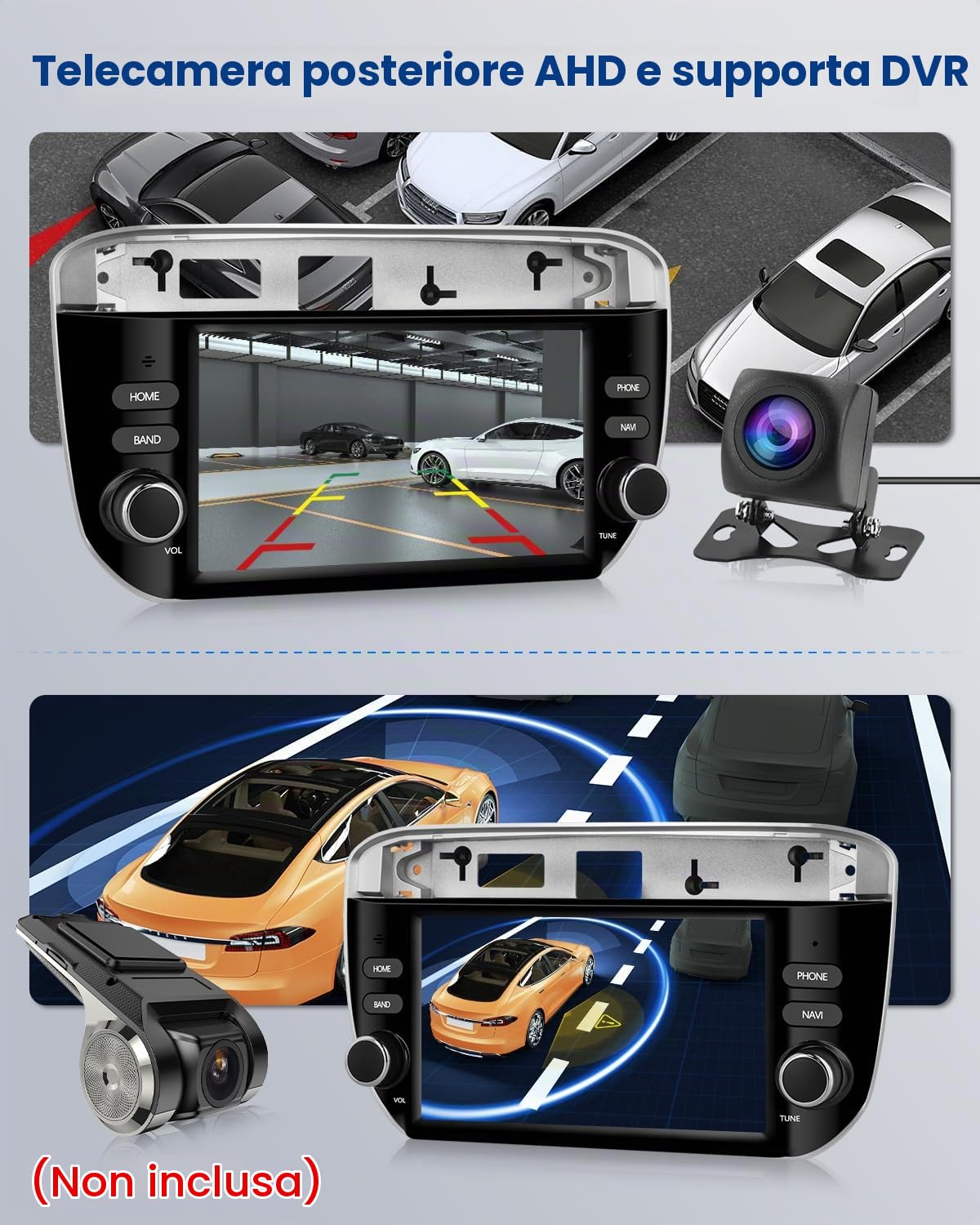 4 Core 64G Android Autoradio per FIAT Linea Punto Evo Linie 2012-2015 Wireless Carplay Android Auto 7 Pollici Autoradio con GPS Navi WiFi Mirror Link Bluetooth FM/RDS/EQ/USB/SWC Telecamera Posteriore