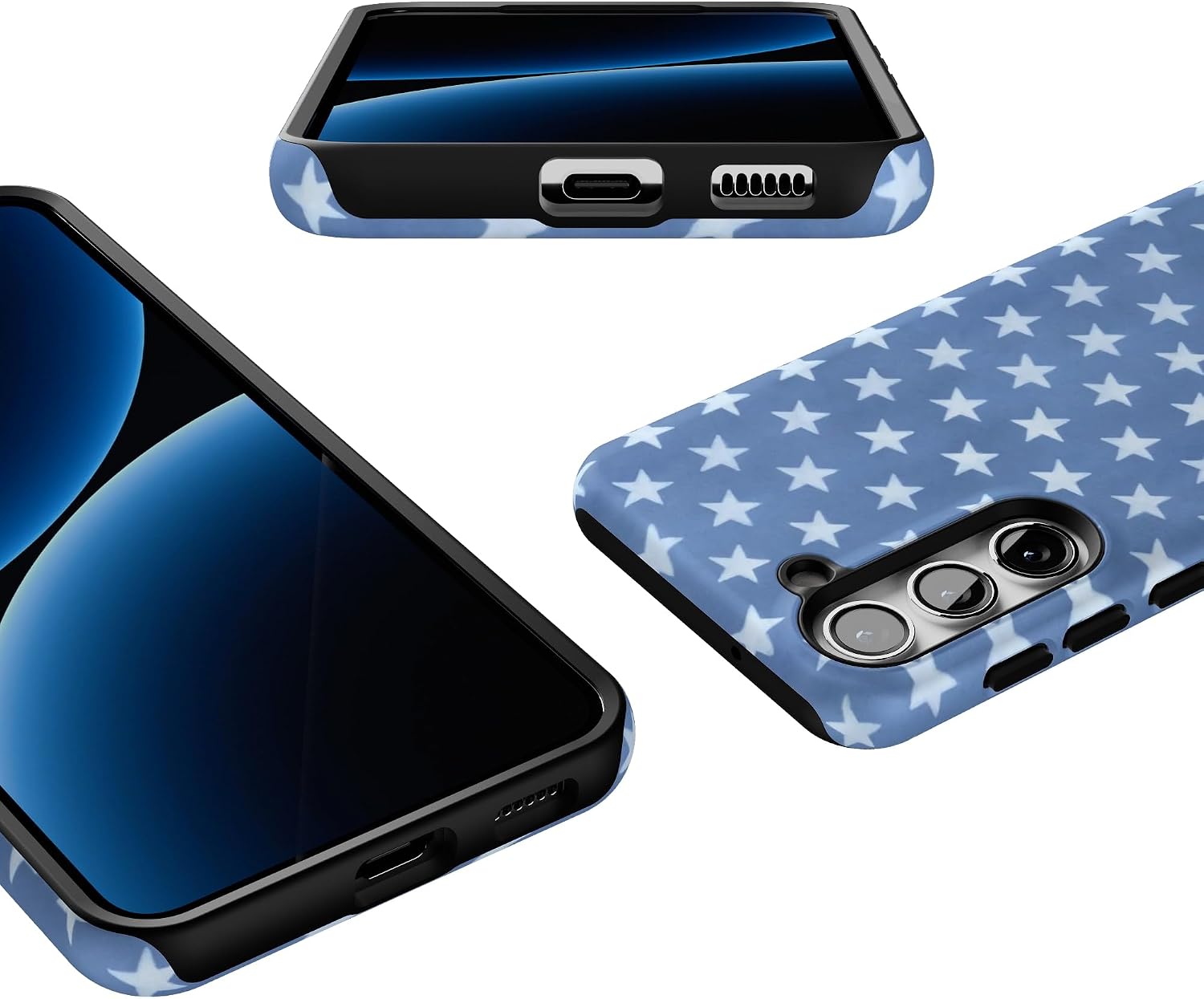 Casely Galaxy S23 Plus Case | Coastal Blues | Denim Stars | Essential Slim Dual-Layer Protective Design