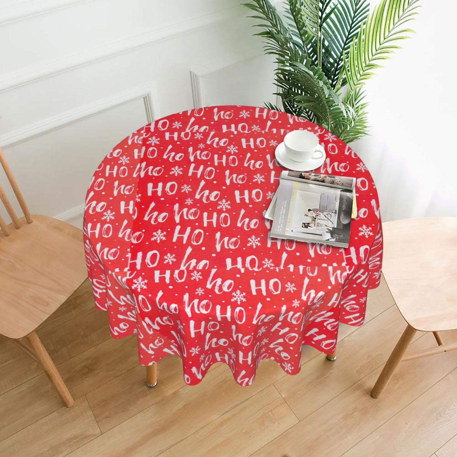 Nbtghga Christmas Background Print Tablecloth Round Border Table Cloth Cover Decorative For Party Holiday Dinning Tabletop Home