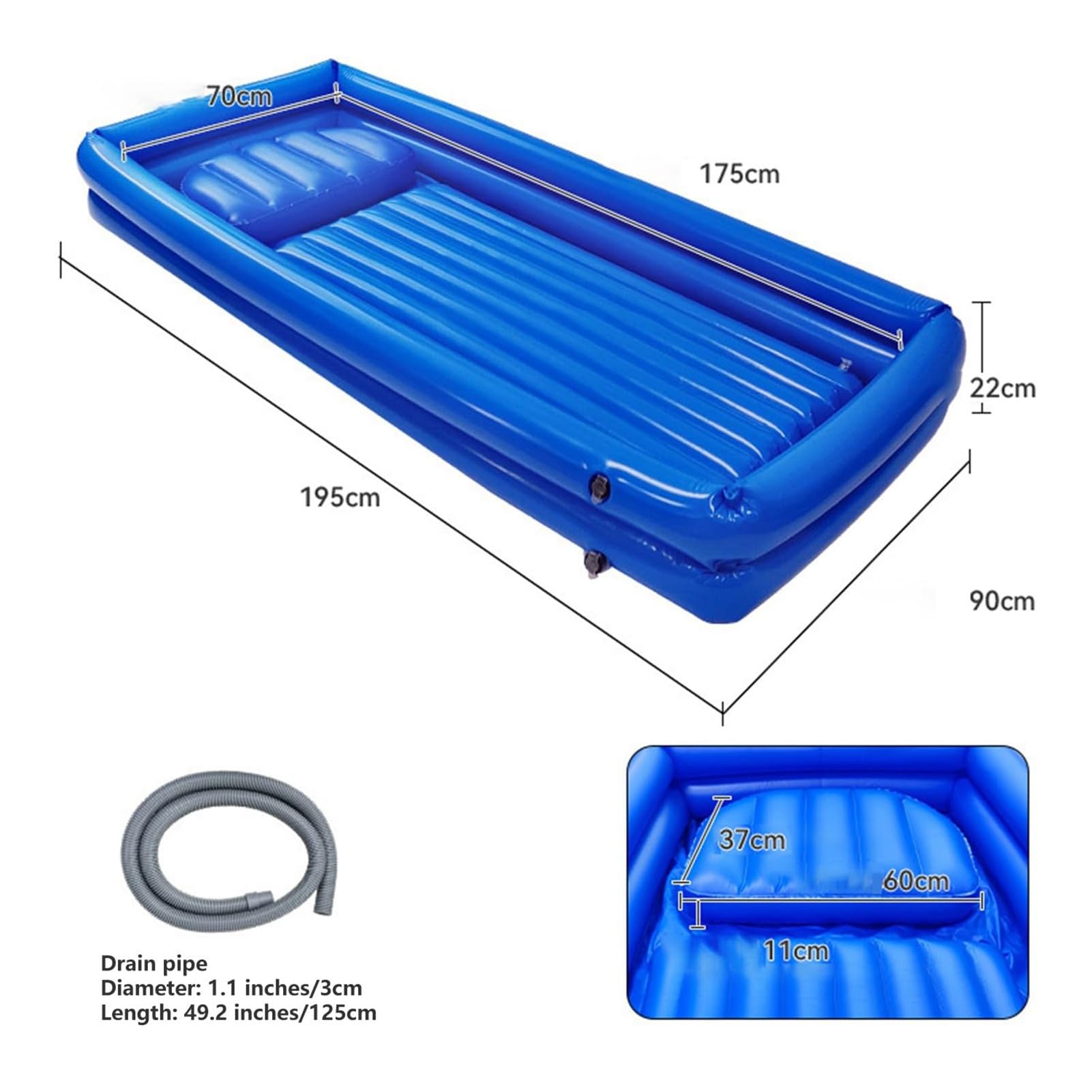 Kits de bañera de ducha inflable, sistema de ducha de lavabo for adultos, ayuda for cama for postrados en cama con bomba de aire, piscina de ducha inflable de PVC