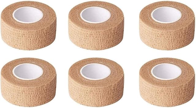 6pc-1 Inch Wide Skin Colour Elastic Self- Adhesive Bandage Finger TapeFirst Aid Wrap Bandages, for Wrist and Ankle Sprains & Swelling