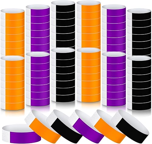Vista 15 de Tudomro Paquete de 1200 pulseras de papel de plástico para eventos, pulseras de neón de fiesta, bandas de mano impermeables y de colores para Azul