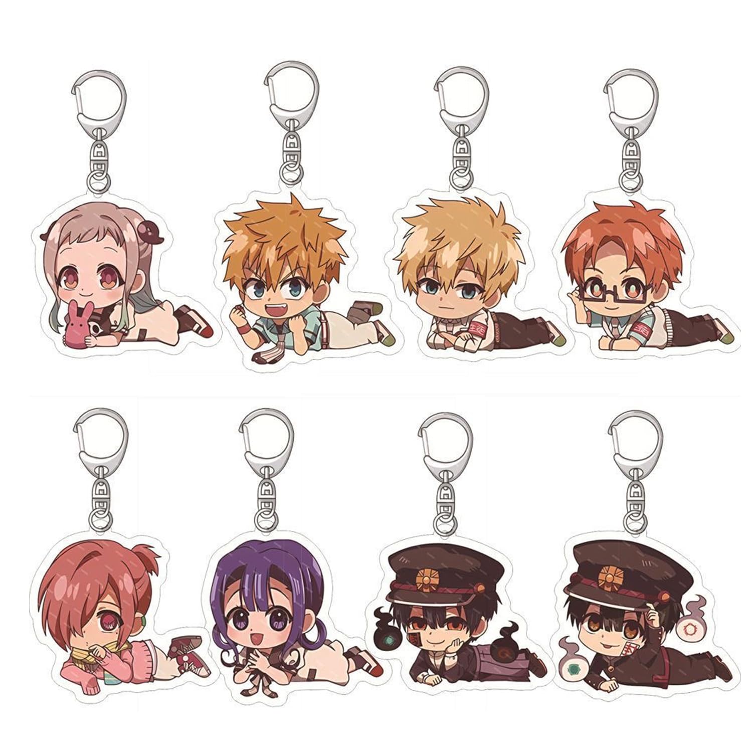 地縛少年花子くん キーホルダー 8個セット 花子くん 八尋寧々 源光 ミツバ アクリル ペンダント グッズ かわいい 軽量 鍵 バッグ 飾り コスプレ小物 コレクション 誕生日 プレゼント