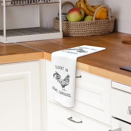 Miniatura 2 de Toallas de cocina de pollo divertidas con refranes de 16 x 24 pulgadas, regalos para amantes de los pollos, paños de cocina absorbentes decorativos