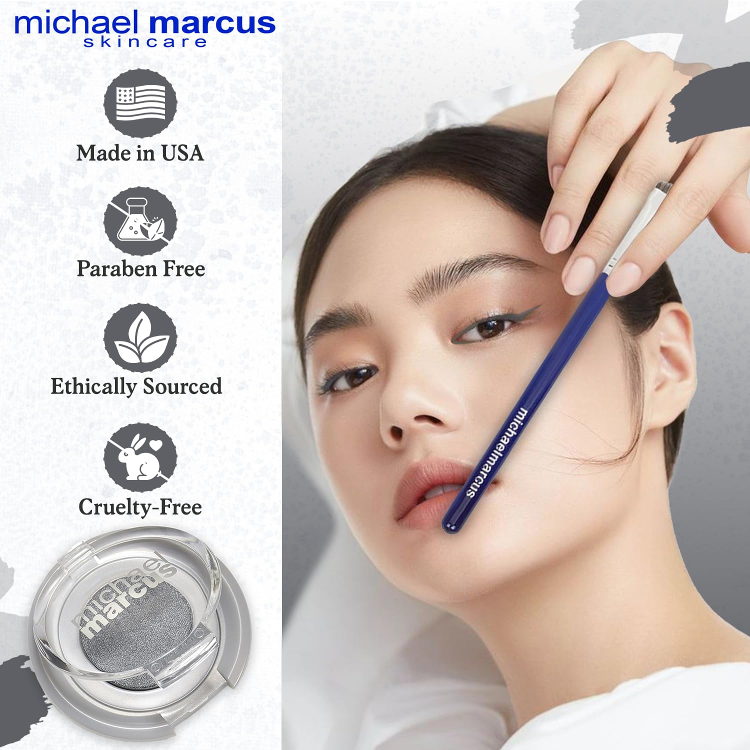 michael marcus Eyeliner- und Eyeliner-Pinsel für Make-up-Kuchen, Fantasia, trocken gepresst, wasseraktiviert, langlebig und fleckenresistent, ohne Cru