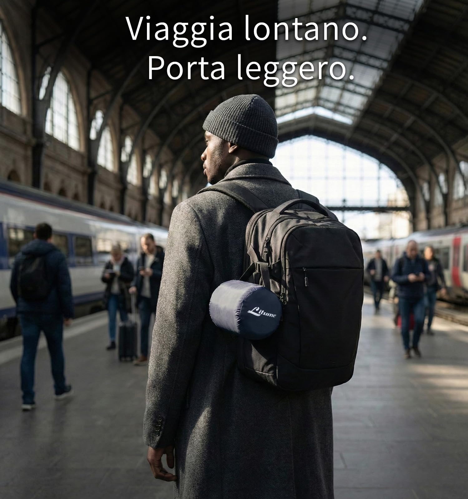 Litume Coperta da Viaggio per Aereo, Calda, Pile Grigio Scuro, Versatile | Calore Tutte le Stagioni, Senza PFAS, Leggera, Campeggio, Escursione, Rifugio, Volo Lungo, Hotel, 170 x 122 cm