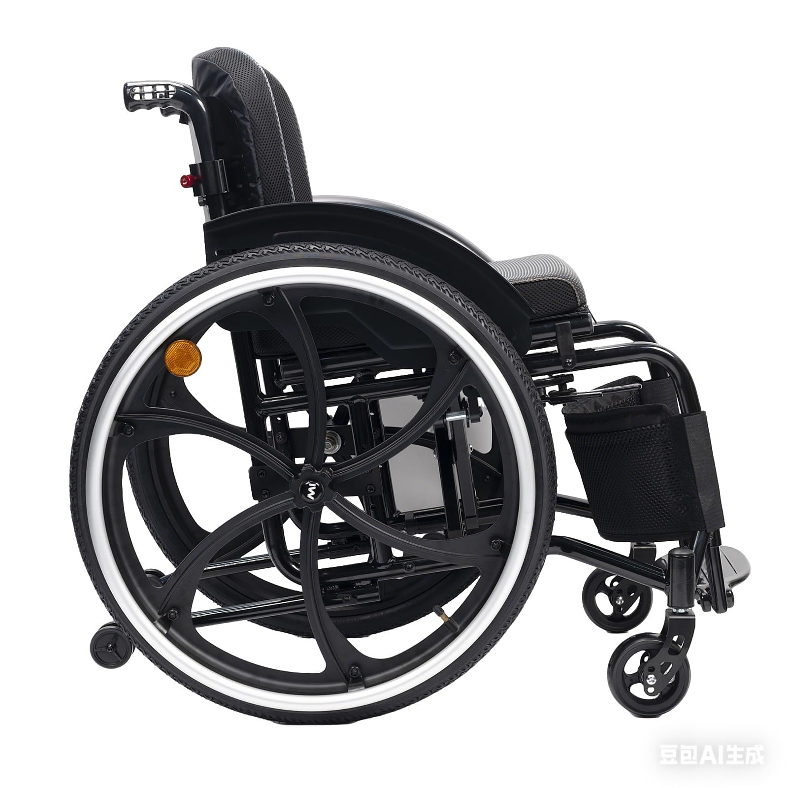 Sedia a rotelle sportiva pieghevole portatile for adulti, sedie a rotelle da trasporto ultraleggere for tutti i terreni for interni/esterni, sedia manuale in alluminio semovente(40cm/15.7in)