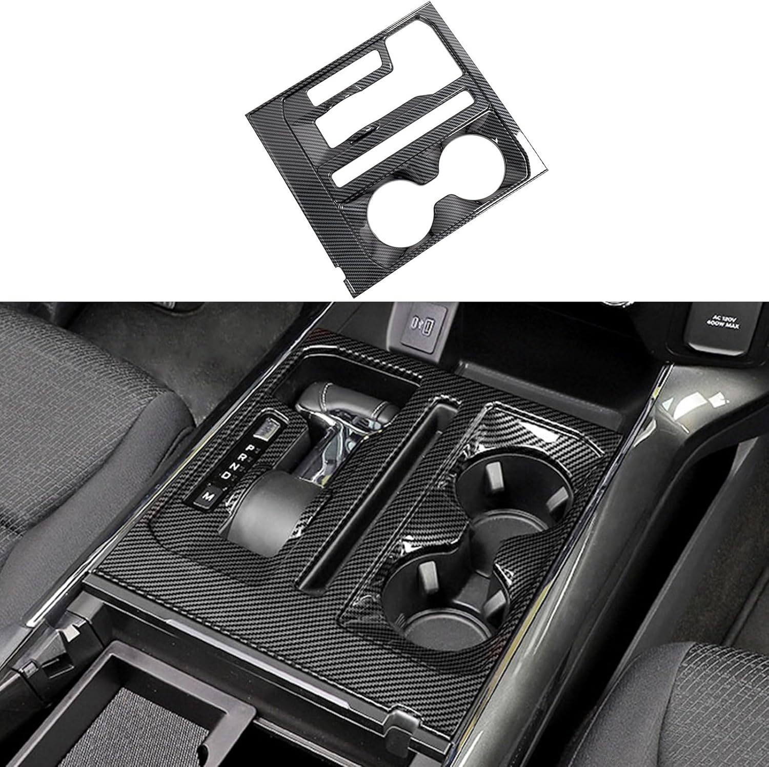 Barong for Ford F150 2021-2025 Accessories Interior Central Control Gear Cup Holder Panel Shift Knob Head Cover Trim Carbon Fiber