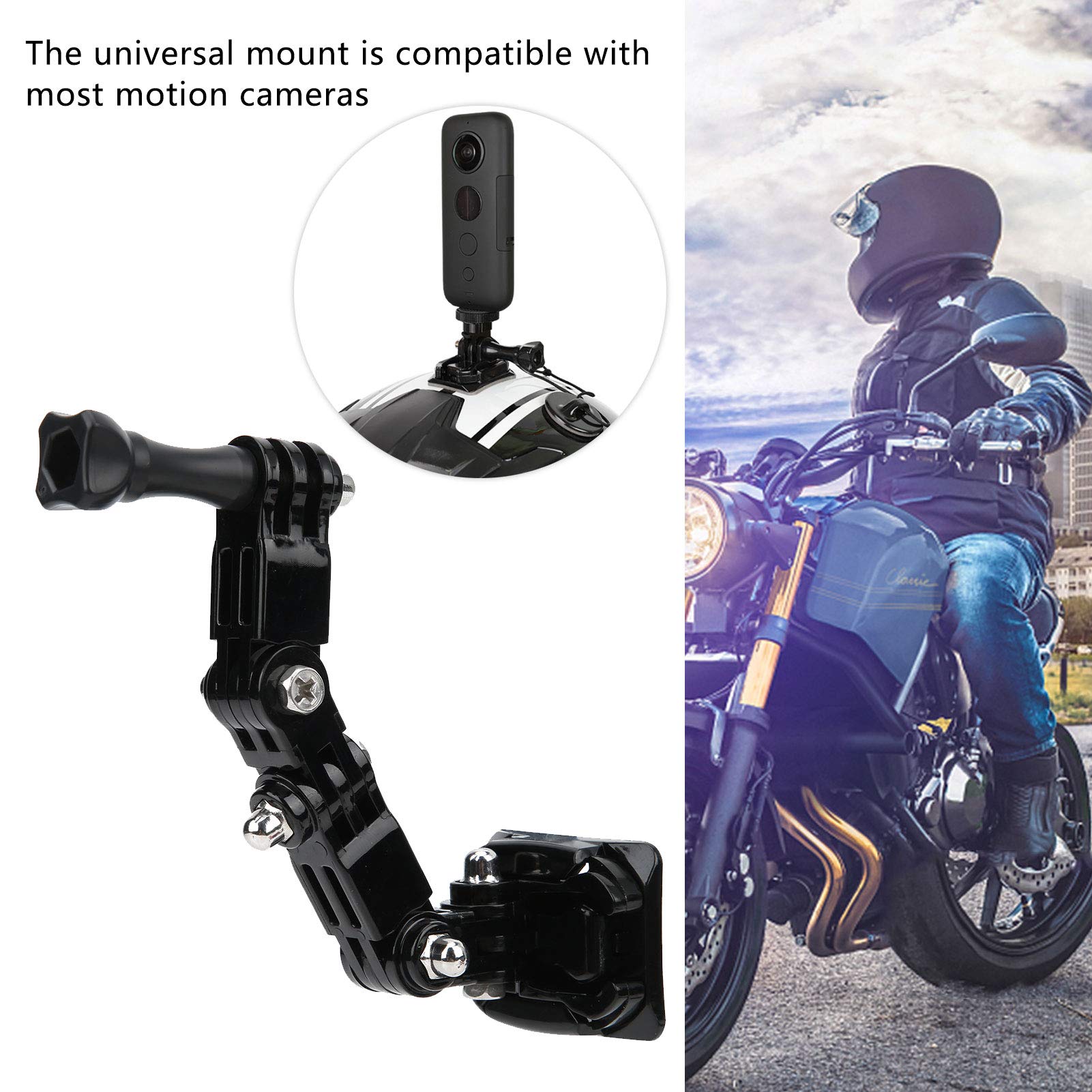Juego de Soporte para Cámara de Casco de Motocicleta para Cámara de Acción R, Soporte de Montaje en Barbilla, Kit de Grabación de Movimiento Negro para Deportes Al Aire Libre