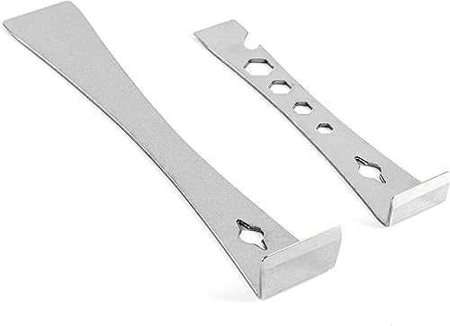 Miniatura 3 de NEIKO 00250A - Juego de barra de palanca, 2 barras planas de acero inoxidable, llave hexagonal, barra de palanca pequeña, mini barra de cuervo de