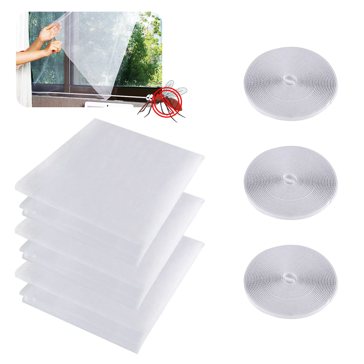 3 Packs Fly Screen For Window Selfadhesive Mosquito Net For Windows 13 X 15M Window Screen Mesh Window Net To Keep Bugs And Flies Out With 3 Rolls 763231224477