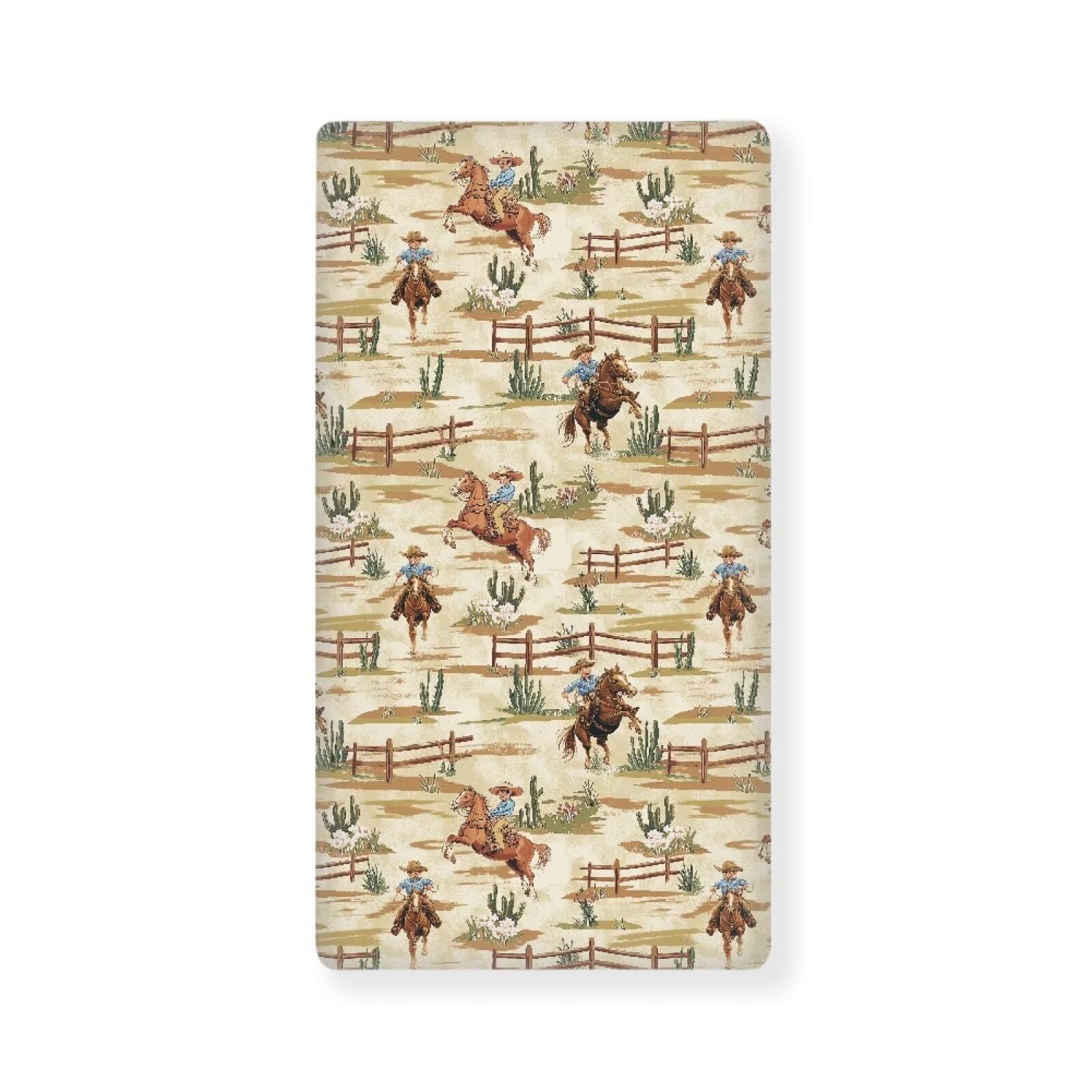 Western Horse Bats Crib Sheets for Baby Boys Cowboy Crib Sheet for Standard Crib Mattress 28" x 52" Fitted and Soft Breathable Crib Mattress Sheet