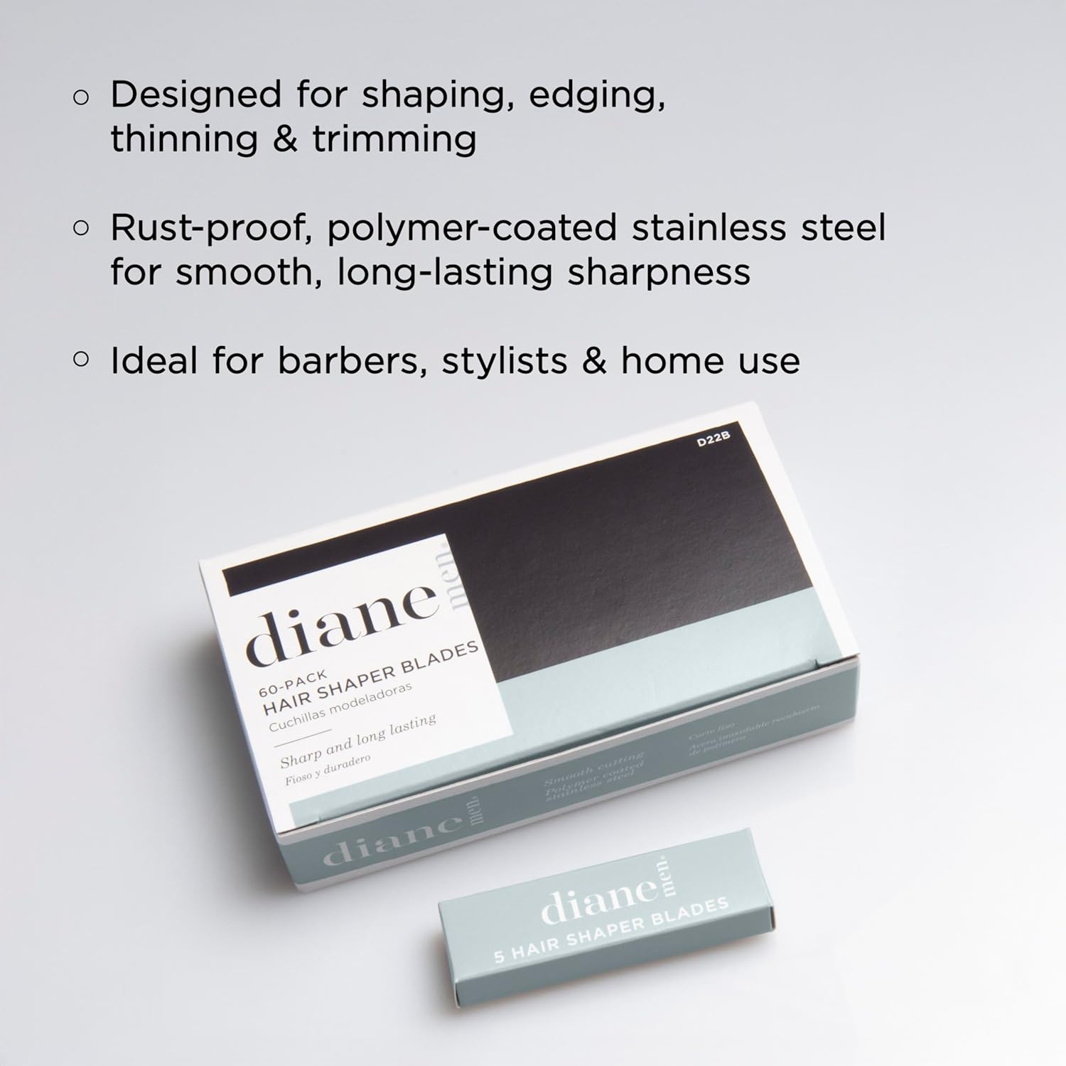 Diane Hair Shaper Razor Blades, Polymer Coated Stainless Steel Material, Precise Shaping, Trimming, and Cutting, Razor Refills for Barber, Straight Edge Razor Blade, 60-Pack - Image 2