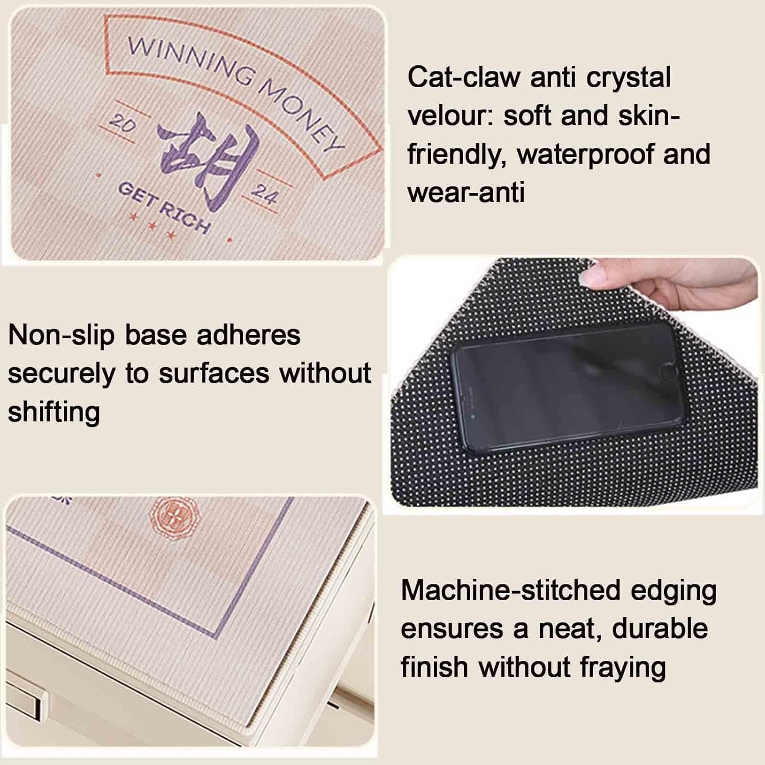 Non-Slip Game Mat for Table Beginners Mahjong Mat Noise Reduction Mahjong Table Cloth Gifts for Card Board Enthusiasts(140cm,A)