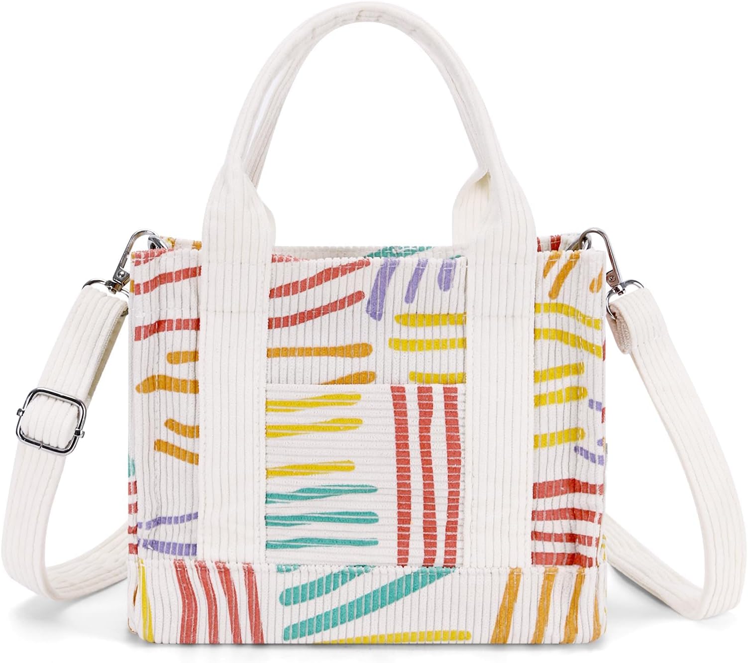 Corduroy Tote Bag, Small Satchel Bag for Women Crossbody Bag Purse with Zipper Casual Handbag, For Work Beach Lunch Travel School Shopping