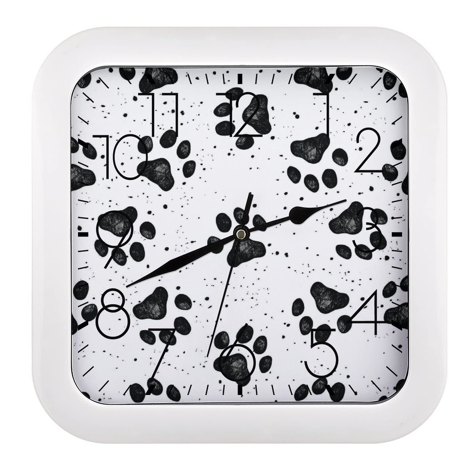 Horloge murale carrée patte d'ours 26x26cm à grands chiffres lisibles