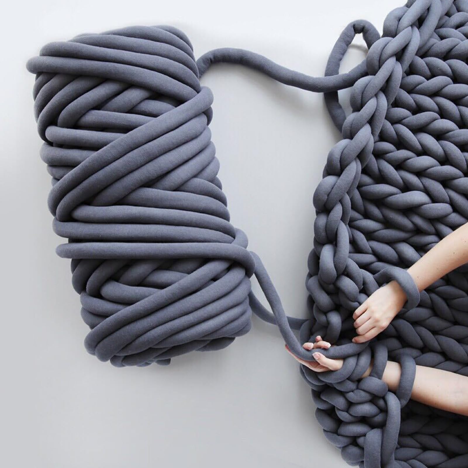 FIYSON Arm Knitting Wool 500 g/25 m, Chunky XXL Wool for Hand Knitting, Chunky Yarn Tubular Yarn, Crochet Wool, Bulky Arm Knitting Icelandic Wool, for Beginners, Blankets, Bag, Hand Knitting Yarn