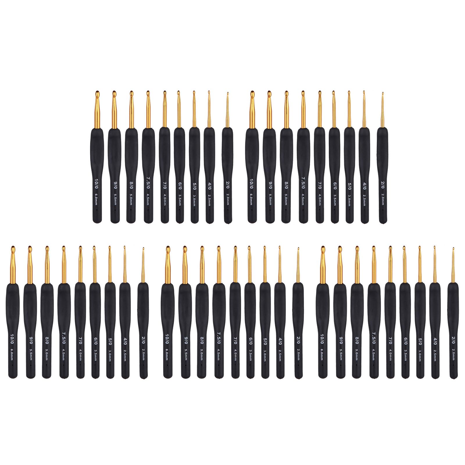 Tsophreniq 5 Set Ergonomical Crochet Hook 2.0mm-6.0mm Crochet Needle Knitting Needle Accessories Easy to Use for Women