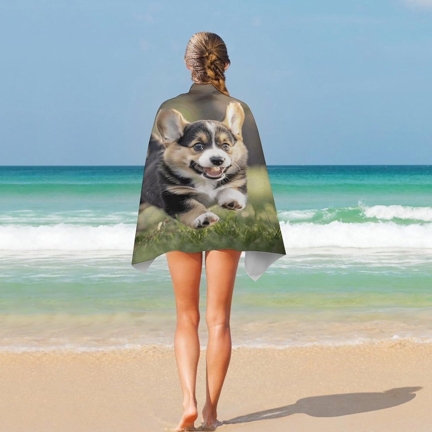 Swimming Towel, Running on Grass Printed Fashion Towel,Portable Towel,Durable Towel