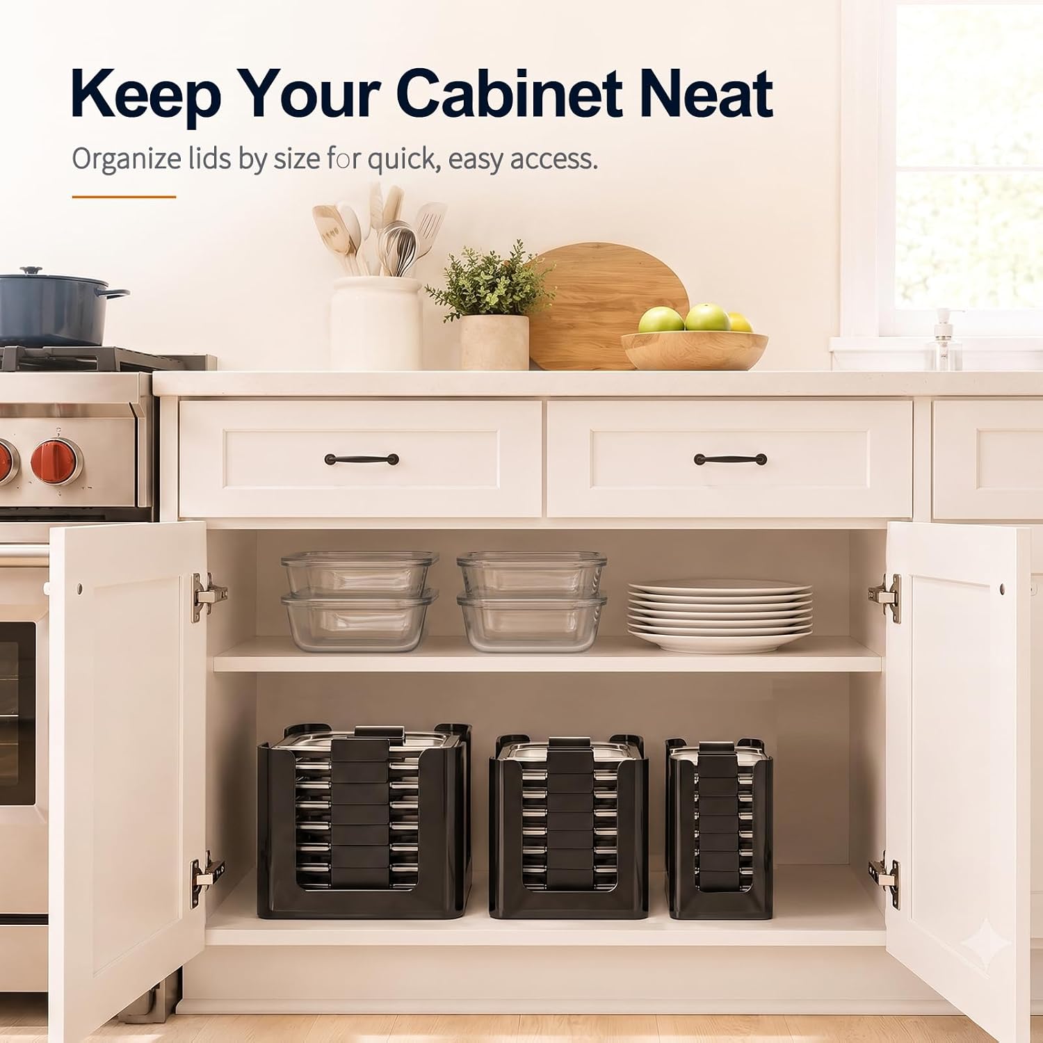 Food Container Lid Organizer for Rubbermaid Brilliance nap-on lids