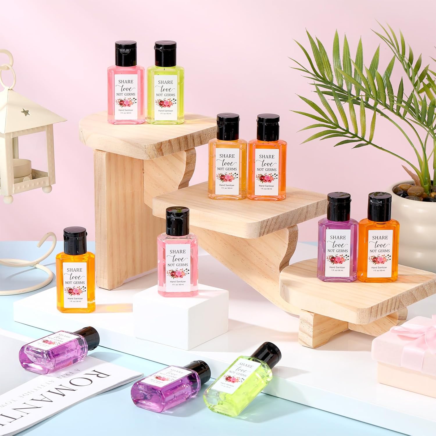 24 Pack Mothers Day Gifts Bulk Mini Hand Sanitizer Travel Size 1oz Bridal Shower Wedding Favor Share Love Not Germs Scented Hand Sanitizer Pink Floral Thank You Gifts for Guest Baby Shower Party