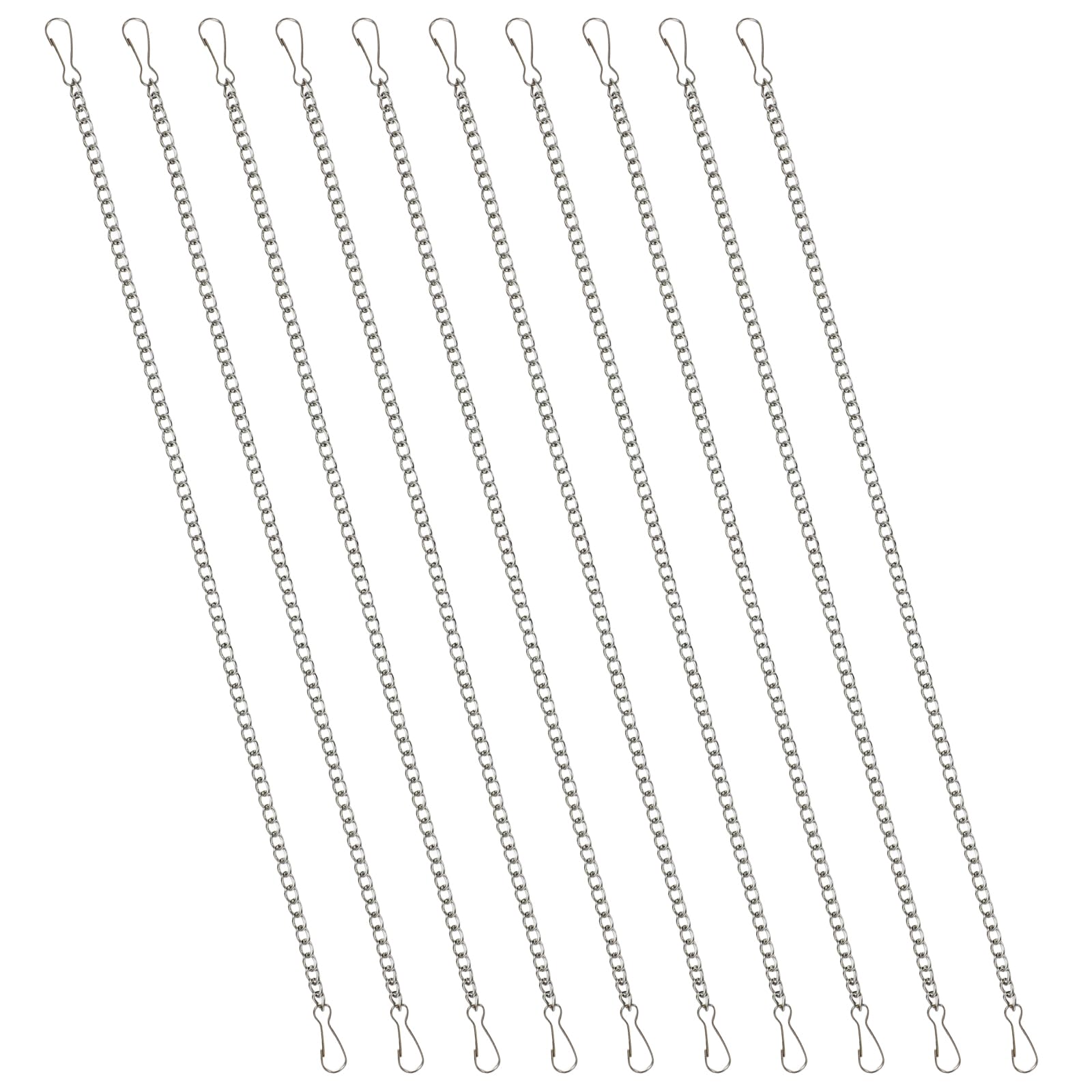 Nogeqi 10 Pcs 20 Inch Hanging Chains for Stained Glass Panels, Silver Stainless Steel Picture Hanging Chains with Hooks, Metal Decorative Chain for Suncatcher Crystals and Hanging-Baskets