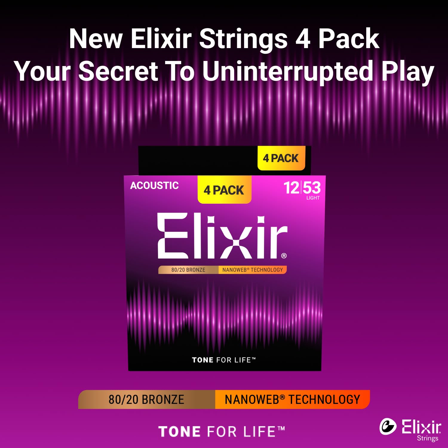 Elixir Strings Struny do Gitary Akustycznej 80/20 Brąz z Technologią NANOWEB, Light (.012-.053)