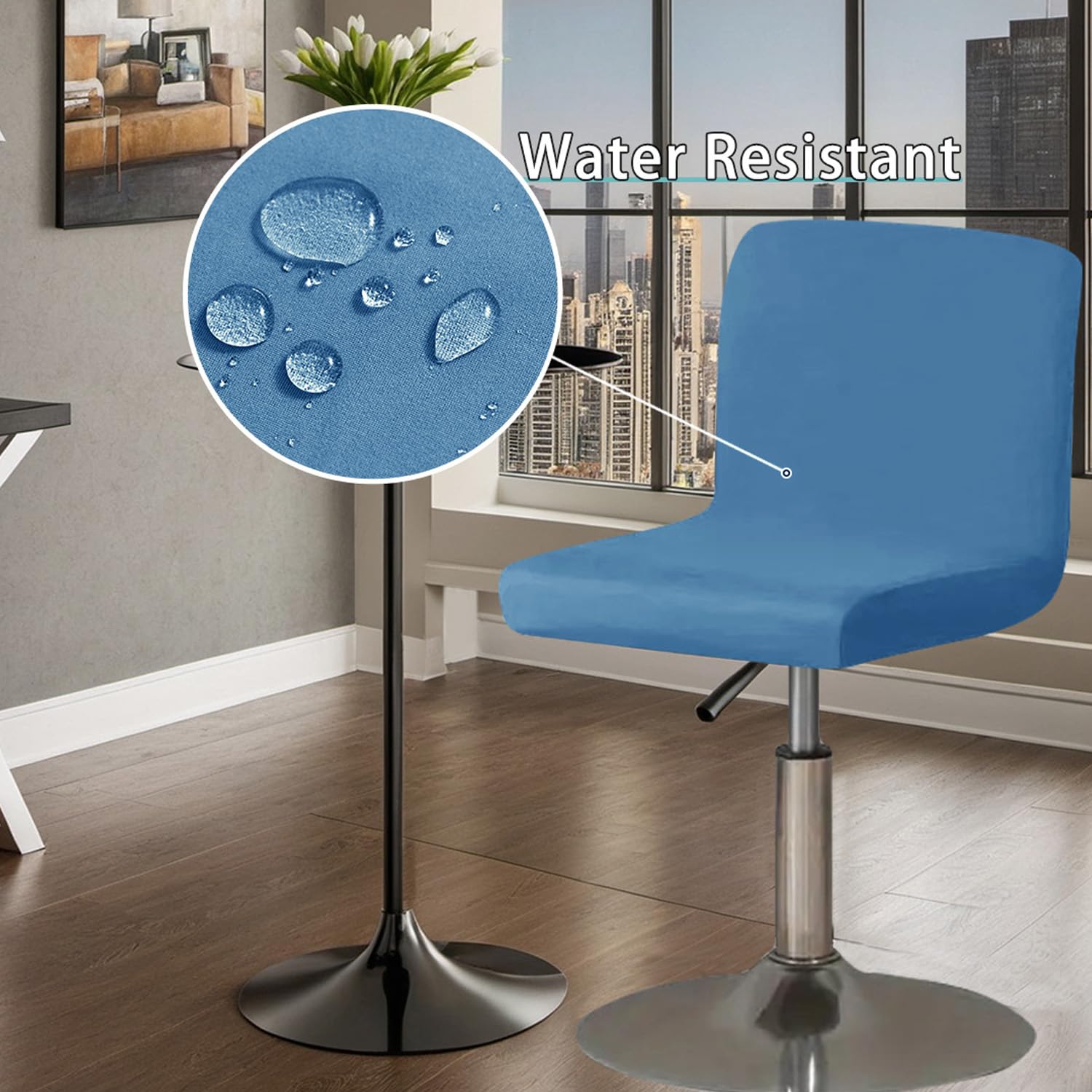 Copri Sgabello Da Bar Con Schienale, Coprisedili Per Sgabelli Da Bar Con Rivestimento, Fodera Per Sgabello Da Bar Rimovibile e Lavabile, Disegno Elastico (nero) (cielo blu)