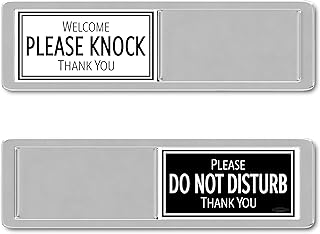Black & White Please Do Not Disturb Sign, Welcome Please Knock Office Decor, Do Not Disturb Door Hanger Sign Alternative, In a Meeting Sign for Office Door, 7 x 2 inch Sliding Door Sign