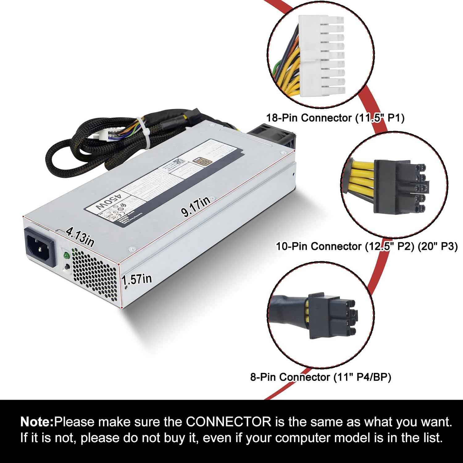 LXun Upgraded D450E-S0 0XWRMY 450W Power Supply DPS-450AB-6 A(01F) Compatible with Dell PowerEdge R440 Server Power Supply Replacement for DPS-450AB-6A XWRMY Connector: 18pin+2 * 10p+8pin
